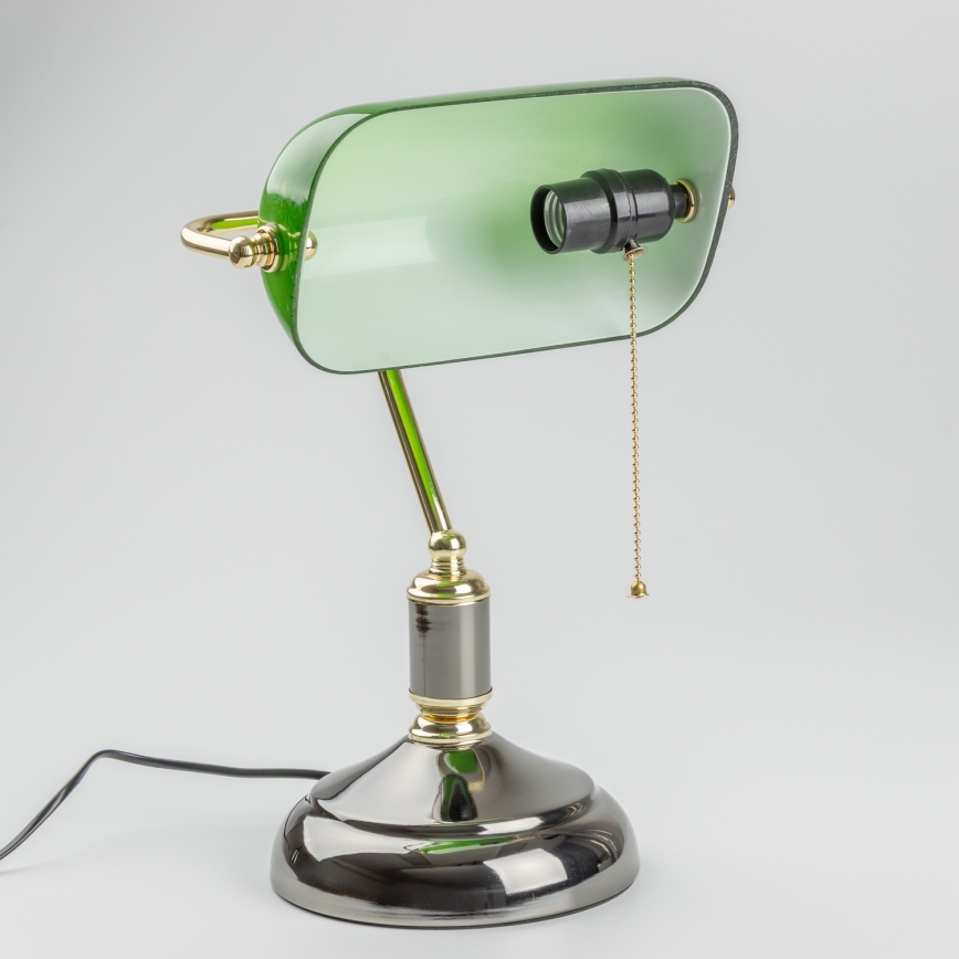 Brilagi - Candeeiro de mesa BANK OFFICE 1xE27/60W/230V preto/dourado/verde