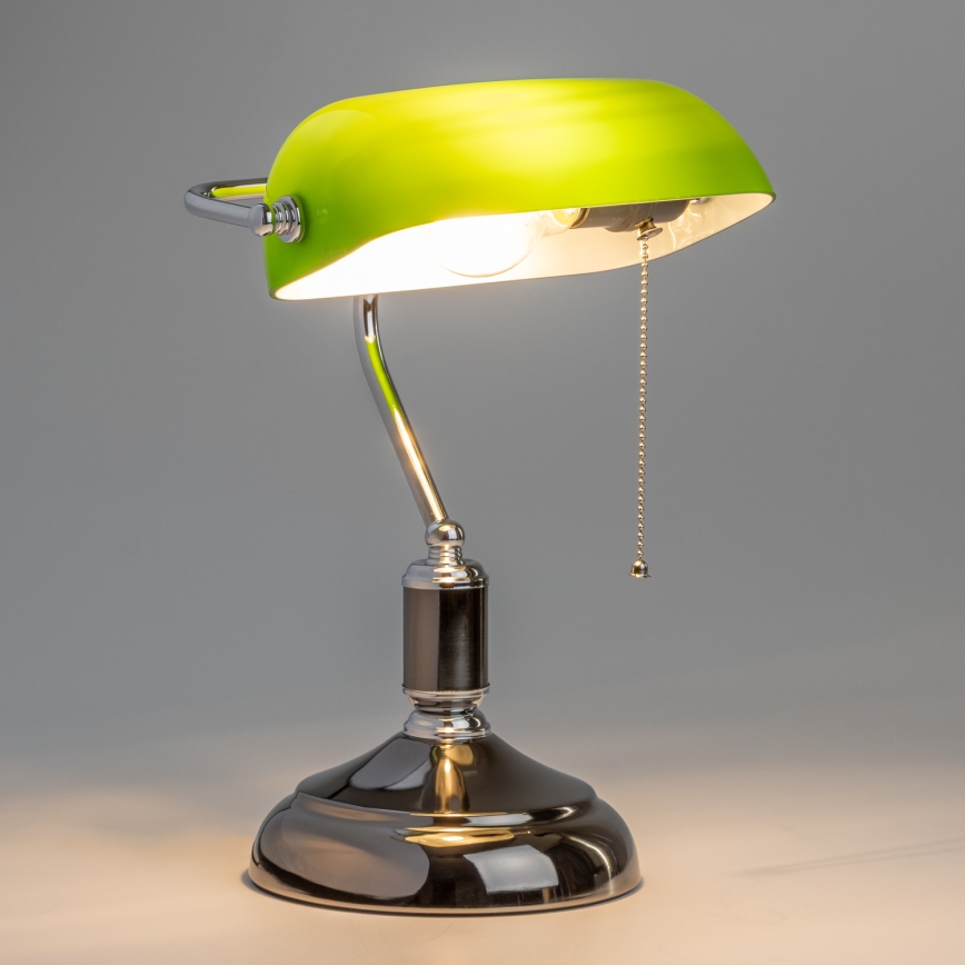 Brilagi - Candeeiro de mesa BANK OFFICE 1xE27/60W/230V preto/prateado/verde