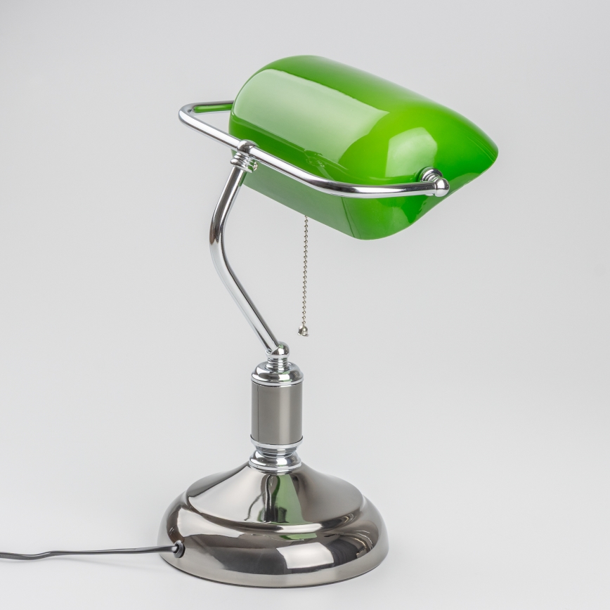 Brilagi - Candeeiro de mesa BANK OFFICE 1xE27/60W/230V preto/prateado/verde