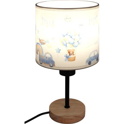 Brilagi - Candeeiro de mesa infantil BOBO WOOD 1xE27/25W/230V carvalho/preto/branco/azul/ursinhos
