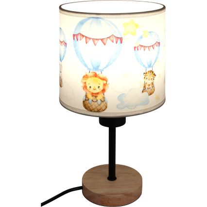 Brilagi - Candeeiro de mesa infantil BOBO WOOD 1xE27/25W/230V carvalho/preto/branco/animais