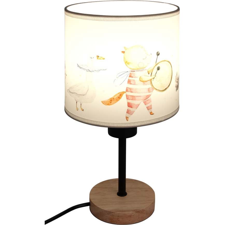 Brilagi - Candeeiro de mesa infantil BOBO WOOD 1xE27/25W/230V carvalho/preto/branco/animais