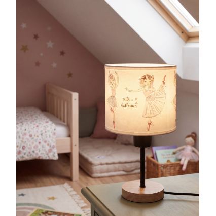 Brilagi - Candeeiro de mesa infantil BOBO WOOD 1xE27/25W/230V carvalho/preto/branco/rosa/sapatilhas de balé