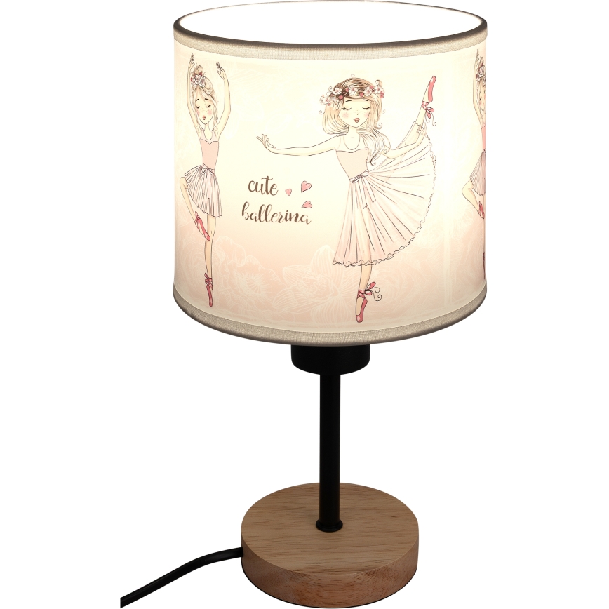 Brilagi - Candeeiro de mesa infantil BOBO WOOD 1xE27/25W/230V carvalho/preto/branco/rosa/sapatilhas de balé