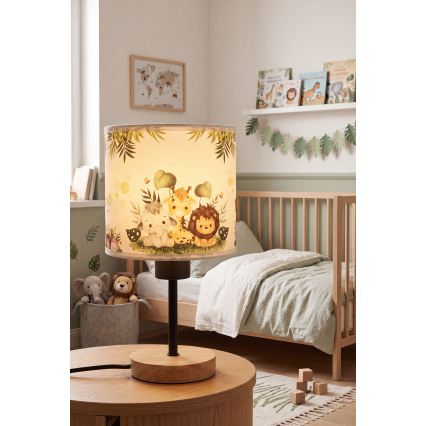 Brilagi - Candeeiro de mesa infantil BOBO WOOD 1xE27/25W/230V carvalho/preto/branco/verde/selva