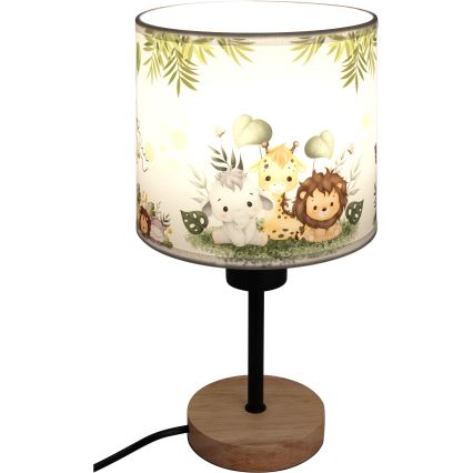 Brilagi - Candeeiro de mesa infantil BOBO WOOD 1xE27/25W/230V carvalho/preto/branco/verde/selva