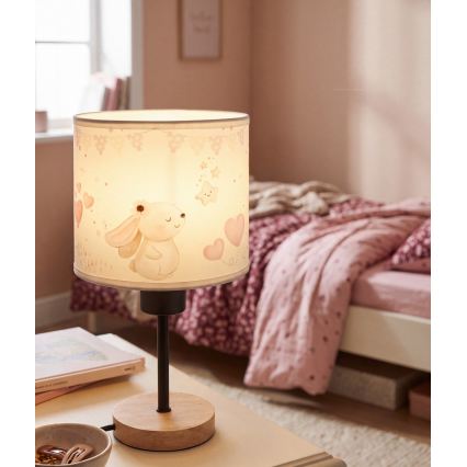 Brilagi - Candeeiro de Mesa Infantil BOBO WOOD 1xE27/25W/230V carvalho/preto/creme/coelhinhos
