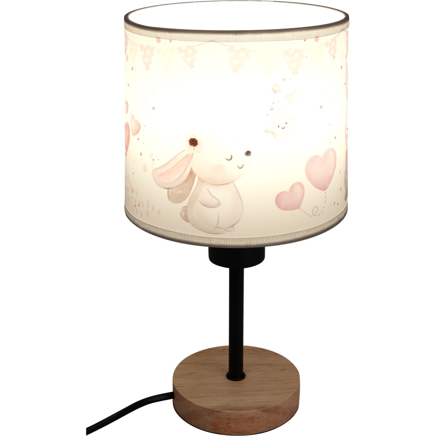 Brilagi - Candeeiro de Mesa Infantil BOBO WOOD 1xE27/25W/230V carvalho/preto/creme/coelhinhos
