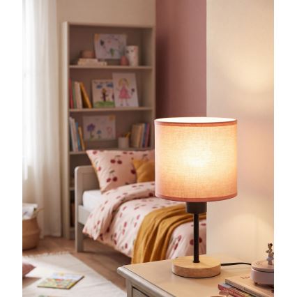 Brilagi - Candeeiro de mesa infantil BOBO WOOD 1xE27/25W/230V carvalho/preto/rosa