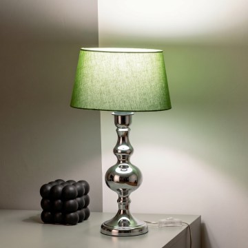 BRILAGI - Candeeiro de mesa CERIA 1xE27/60W/230V diâmetro 25 cm cromado brilhante/verde