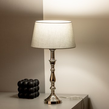 Brilagi - Candeeiro de mesa CERIA 1xE27/60W/230V diâmetro 25 cm cromo brilhante/cinzento