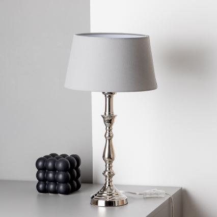 Brilagi - Candeeiro de mesa CERIA 1xE27/60W/230V diâmetro 25 cm cromo brilhante/cinzento