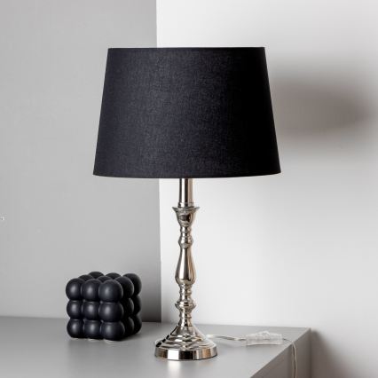 Brilagi - Candeeiro de mesa CERIA 1xE27/60W/230V diâmetro 30 cm cromado brilhante/preto