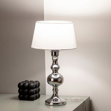 BRILAGI - Candeeiro de mesa CERIA 1xE27/60W/230V Ø 25 cm cromado brilhante/branco