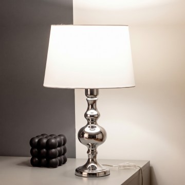 BRILAGI - Candeeiro de mesa CERIA 1xE27/60W/230V Ø 30 cm cromado brilhante/branco