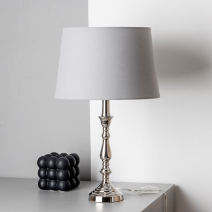 Brilagi - Candeeiro de mesa CERIA 1xE27/60W/230V Ø 30 cm cromado brilhante/cinzento