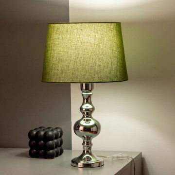 BRILAGI - Candeeiro de mesa CERIA 1xE27/60W/230V Ø 30 cm cromado brilhante/verde