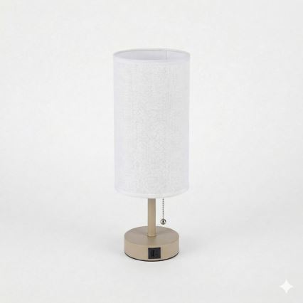Brilagi - Candeeiro de mesa com porta USB TABLON 1xE27/25W/230V bege/branco