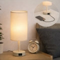 Brilagi - Candeeiro de mesa com porta USB TABLON 1xE27/25W/230V bege/creme