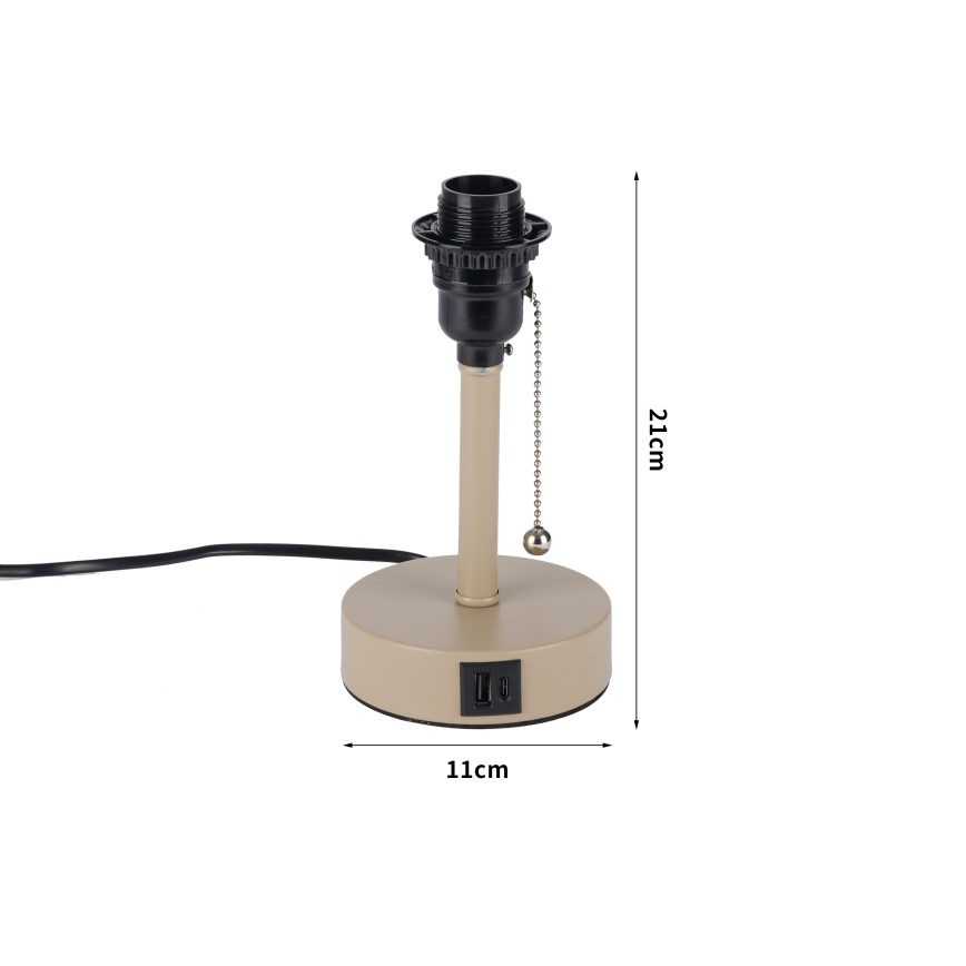 Brilagi - Candeeiro de mesa com porta USB TABLON 1xE27/25W/230V bege