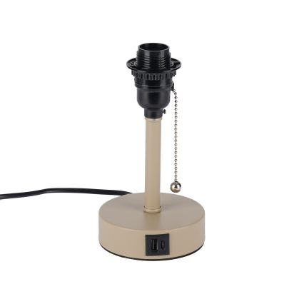Brilagi - Candeeiro de mesa com porta USB TABLON 1xE27/25W/230V bege/preto