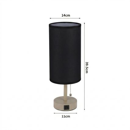 Brilagi - Candeeiro de mesa com porta USB TABLON 1xE27/25W/230V bege/preto