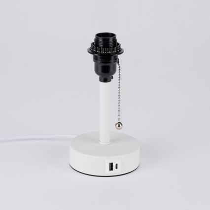 Brilagi - Candeeiro de mesa com porta USB TABLON 1xE27/25W/230V branco/bege