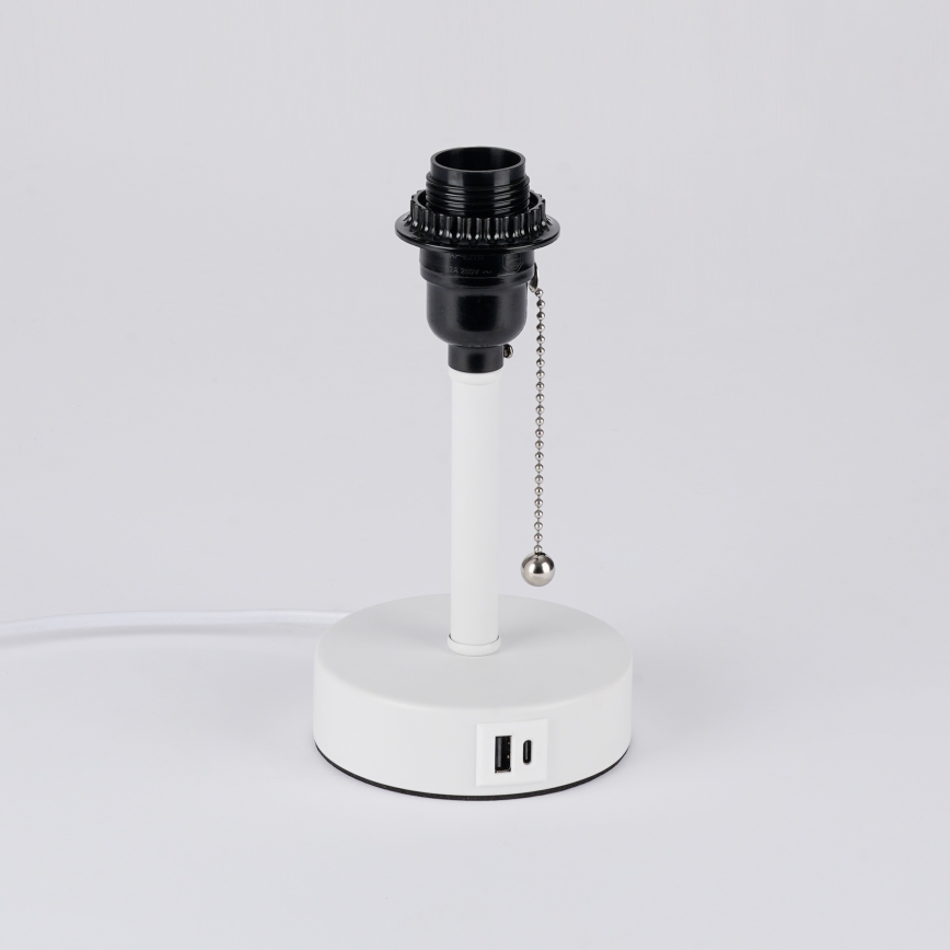 Brilagi - Candeeiro de mesa com porta USB TABLON 1xE27/25W/230V branco