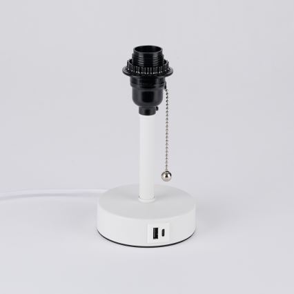 Brilagi - Candeeiro de mesa com porta USB TABLON 1xE27/25W/230V branco/preto