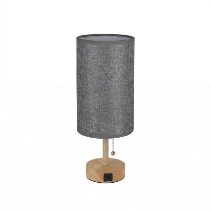 Brilagi - Candeeiro de mesa com porta USB TABLON 1xE27/25W/230V carvalho/bege/cinzento