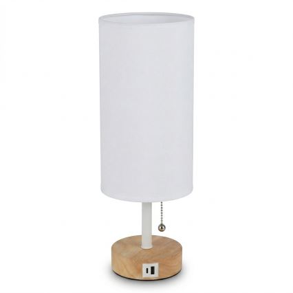 Brilagi - Candeeiro de mesa com porta USB TABLON 1xE27/25W/230V carvalho/branco