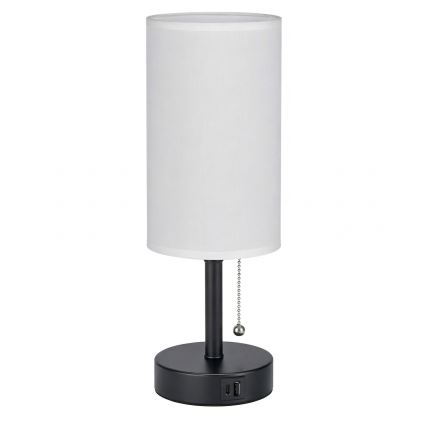 Brilagi - Candeeiro de mesa com porta USB TABLON 1xE27/25W/230V preto/branco