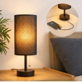 Brilagi - Candeeiro de mesa com porta USB TABLON 1xE27/25W/230V preto