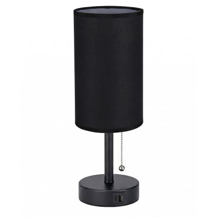 Brilagi - Candeeiro de mesa com porta USB TABLON 1xE27/25W/230V preto