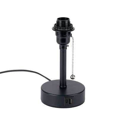 Brilagi - Candeeiro de mesa com porta USB TABLON 1xE27/25W/230V preto