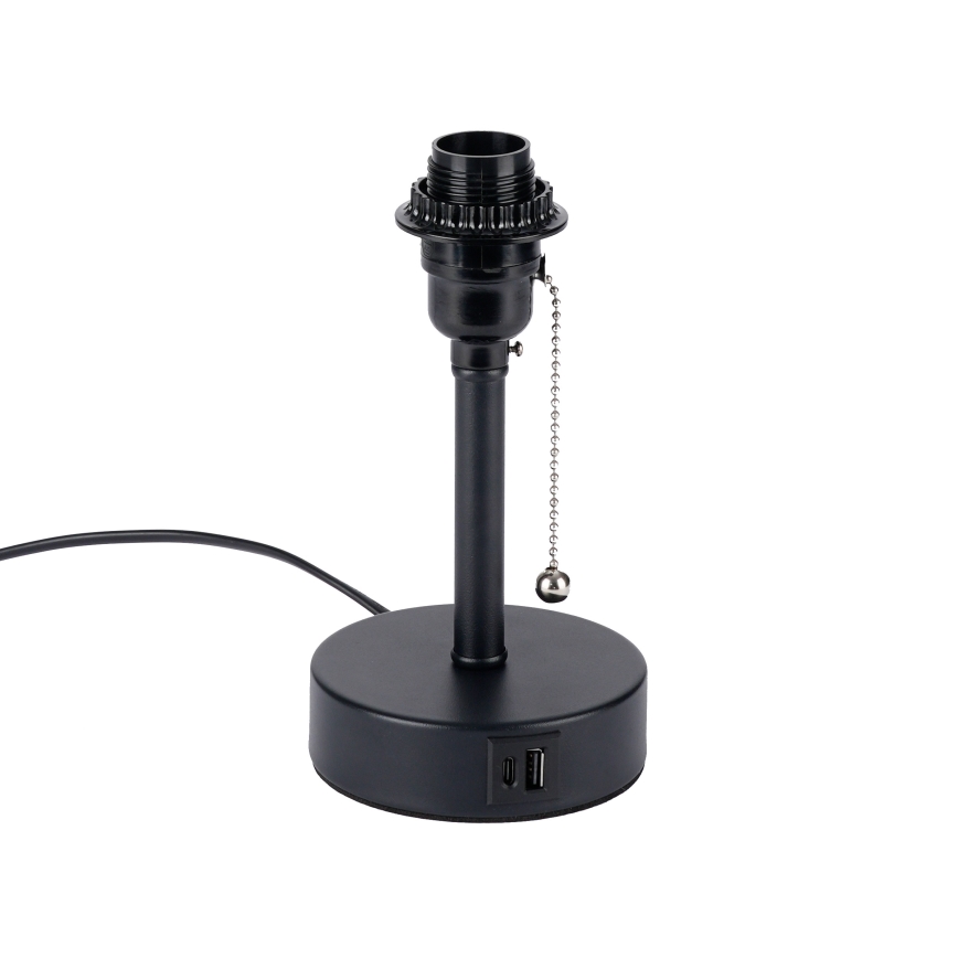 Brilagi - Candeeiro de mesa com porta USB TABLON 1xE27/25W/230V preto
