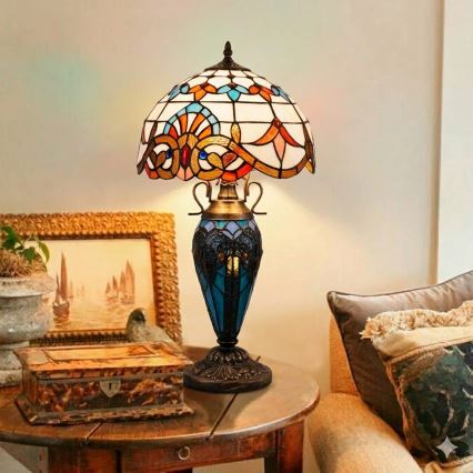 Brilagi - Candeeiro de mesa em vitral Tiffany MIRABELLA 1xE27/60W/230V + 1xE14/40W