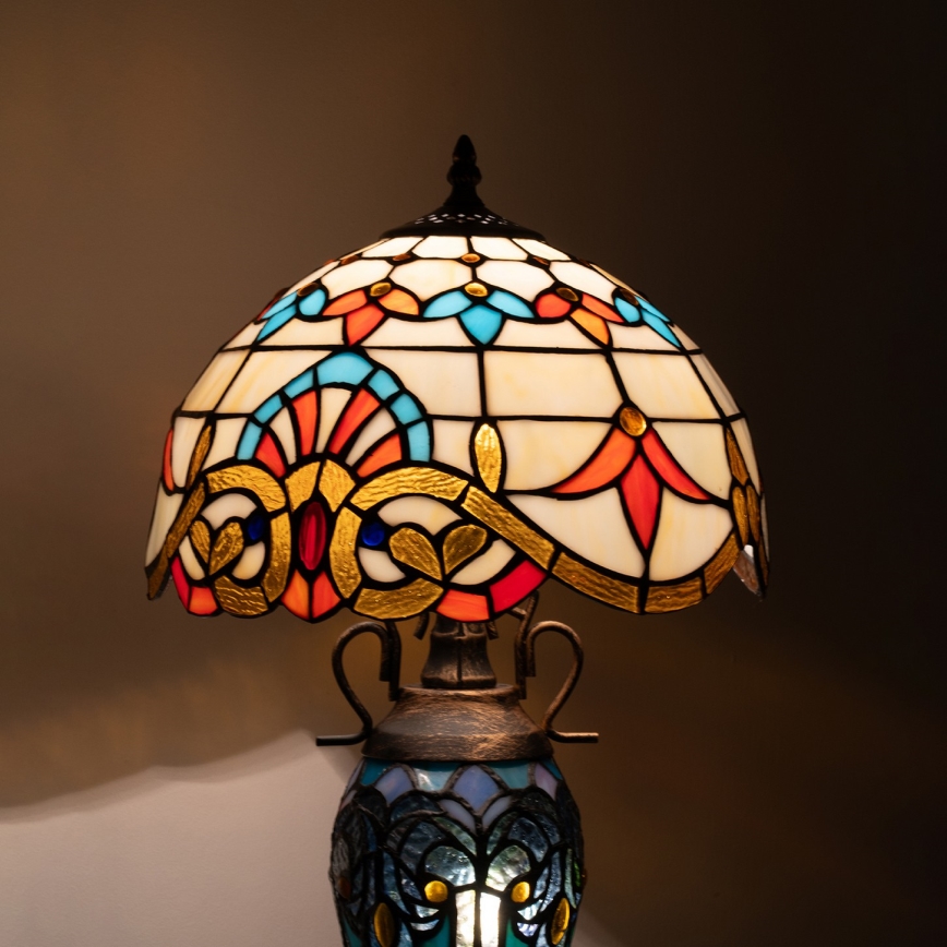 Brilagi - Candeeiro de mesa em vitral Tiffany MIRABELLA 1xE27/60W/230V + 1xE14/40W