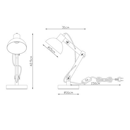 Brilagi - Candeeiro de mesa FOCUS 1xE27/40W/230V branco