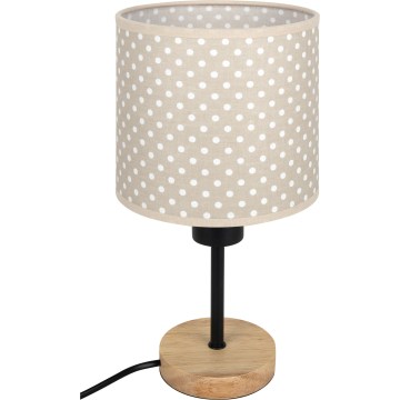 Brilagi - Candeeiro de mesa infantil BOBO WOOD 1xE27/25W/230V carvalho/preto/bege/bolinhas