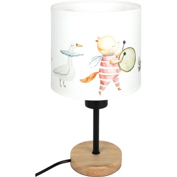 Brilagi - Candeeiro de mesa infantil BOBO WOOD 1xE27/25W/230V carvalho/preto/branco/animais