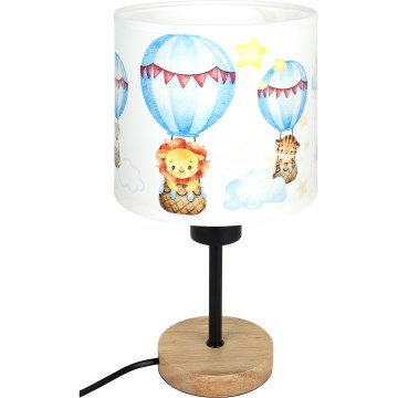 Brilagi - Candeeiro de mesa infantil BOBO WOOD 1xE27/25W/230V carvalho/preto/branco/animais