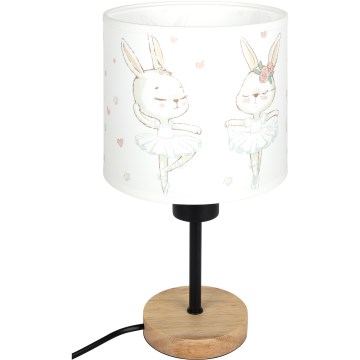 Brilagi - Candeeiro de mesa infantil BOBO WOOD 1xE27/25W/230V carvalho/preto/branco/coelhinhos