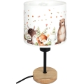 Brilagi - Candeeiro de mesa infantil BOBO WOOD 1xE27/25W/230V carvalho/preto/branco/motivos de animais