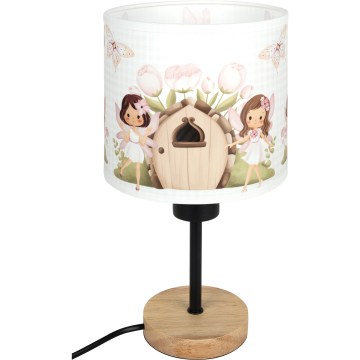 Brilagi - Candeeiro de mesa infantil BOBO WOOD 1xE27/25W/230V carvalho/preto/branco/rosa/fadas