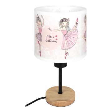Brilagi - Candeeiro de mesa infantil BOBO WOOD 1xE27/25W/230V carvalho/preto/branco/rosa/sapatilhas de balé
