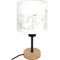 Brilagi - Candeeiro de mesa infantil BOBO WOOD 1xE27/25W/230V carvalho/preto/branco/unicórnios
