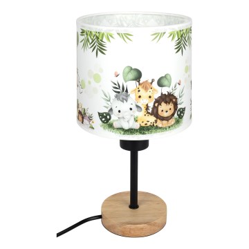 Brilagi - Candeeiro de mesa infantil BOBO WOOD 1xE27/25W/230V carvalho/preto/branco/verde/selva