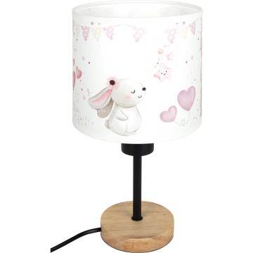Brilagi - Candeeiro de Mesa Infantil BOBO WOOD 1xE27/25W/230V carvalho/preto/creme/coelhinhos