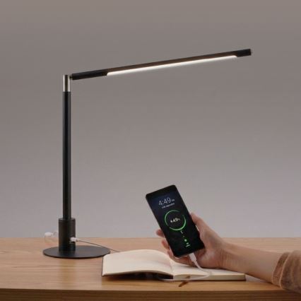 Brilagi - Lâmpada de mesa LED regulável com controlo tátil e portas USB VARIO LED/7W/230V 3000-6500K CRI 96 preta